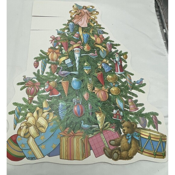 Vintage 2 Paper Magic Group Christmas Tree Bear Gifts Die Cut Decoration 13” - Picture 12 of 15